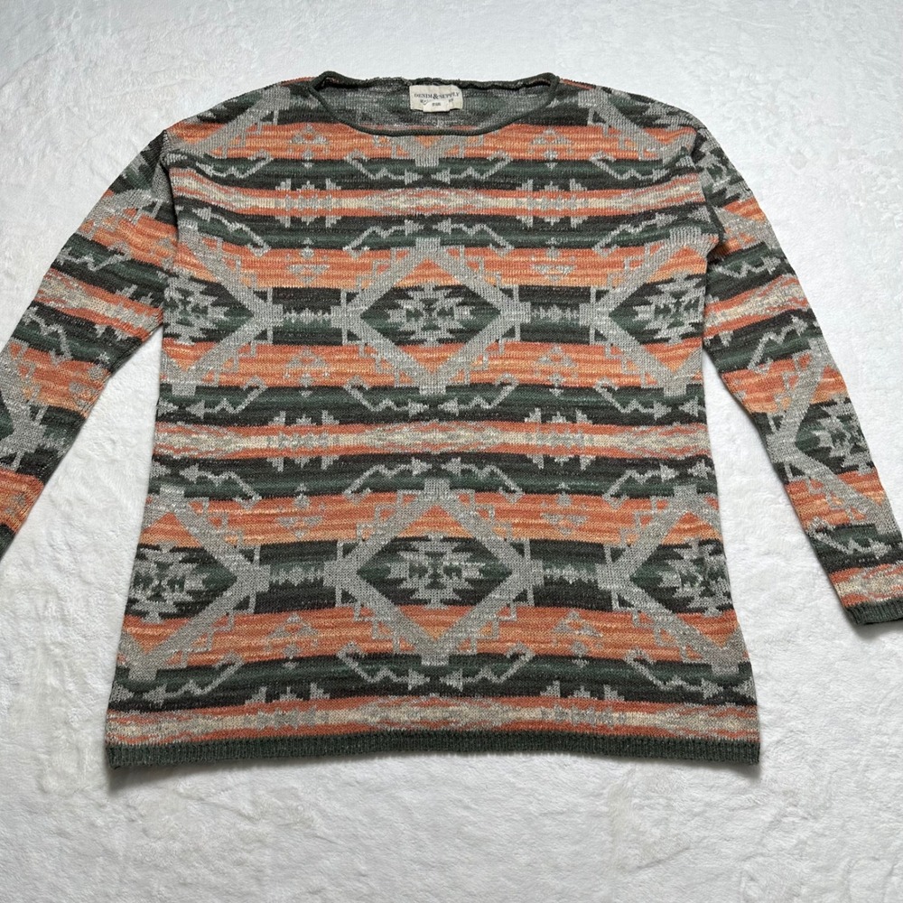 Ralph Lauren Denim & Supply Sweater Womens Medium Aztec Southwestern 100% Cotton
